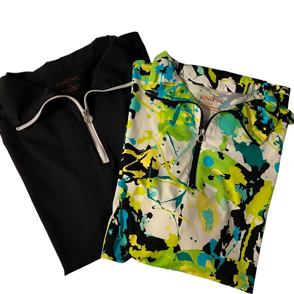 KINONA Golf 2pc Lot Quarter Zip Shirts Tops XXL EUC